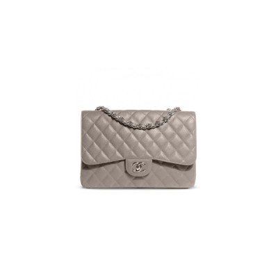 CHANEL JUMBO CLASSIC DOUBLE FLAP BAG GREY CAVIAR (30*21*9cm)